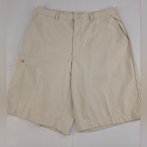 Grand Slam Men's Performance Golf Shorts Beige Khaki Size 36 Flat Front K-0072